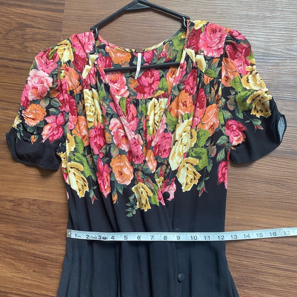 Free People Black Floral Dress — Size XS
